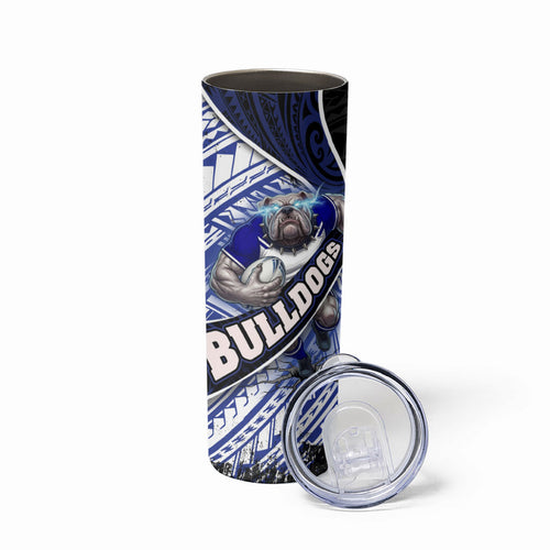 Bulldogs Rugby Skinny Tumbler Tribal Polynesian Power Art - Lightning Mascot
