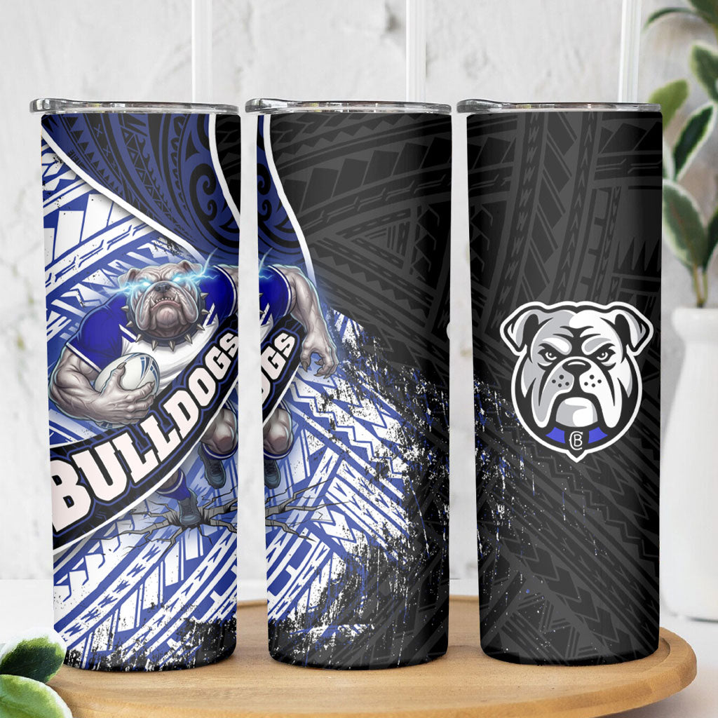 Bulldogs Rugby Skinny Tumbler Tribal Polynesian Power Art - Lightning Mascot