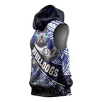 Bulldogs Rugby Sleeveless Hoodie Tribal Polynesian Power Art - Lightning Mascot