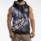 Bulldogs Rugby Sleeveless Hoodie Tribal Polynesian Power Art - Lightning Mascot