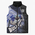 Bulldogs Rugby Sleeveless Puffer Jacket Tribal Polynesian Power Art - Lightning Mascot