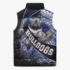 Bulldogs Rugby Sleeveless Puffer Jacket Tribal Polynesian Power Art - Lightning Mascot