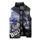 Bulldogs Rugby Sleeveless Puffer Jacket Tribal Polynesian Power Art - Lightning Mascot