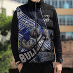 Bulldogs Rugby Sleeveless Puffer Jacket Tribal Polynesian Power Art - Lightning Mascot