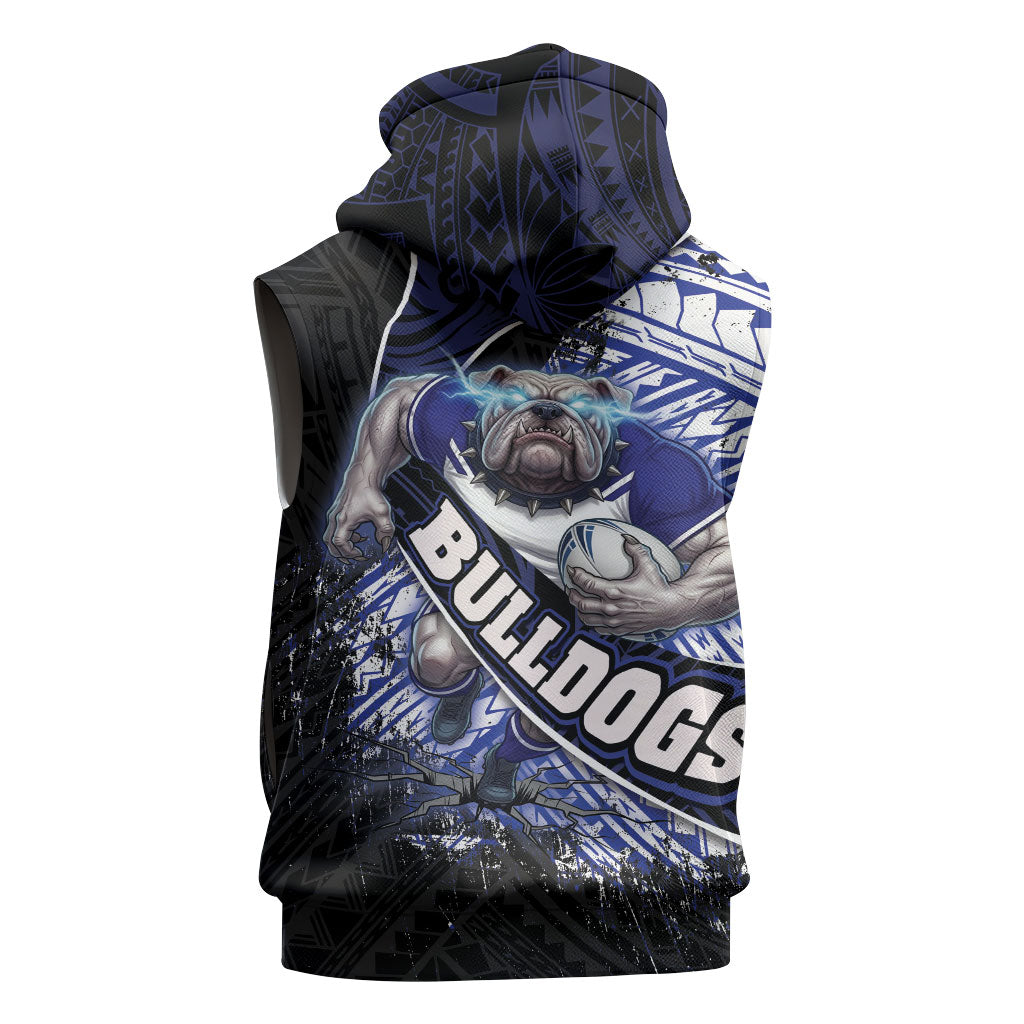 Bulldogs Rugby Sleeveless Zip Hoodie Tribal Polynesian Power Art - Lightning Mascot