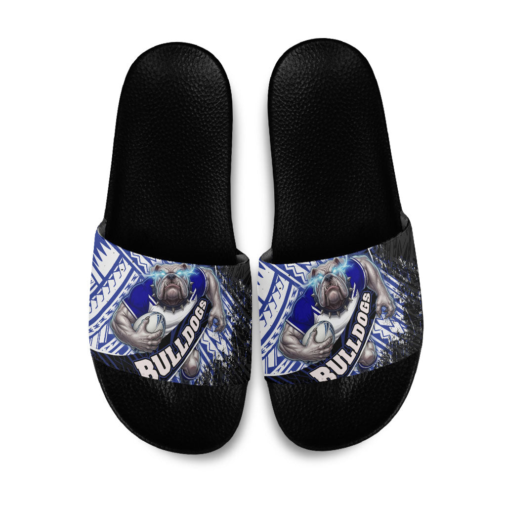 Bulldogs Rugby Slide Sandals Tribal Polynesian Power Art - Lightning Mascot