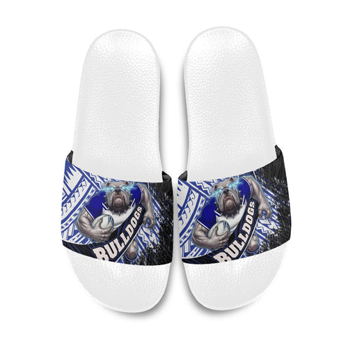 Bulldogs Rugby Slide Sandals Tribal Polynesian Power Art - Lightning Mascot