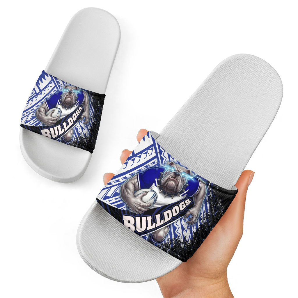 Bulldogs Rugby Slide Sandals Tribal Polynesian Power Art - Lightning Mascot