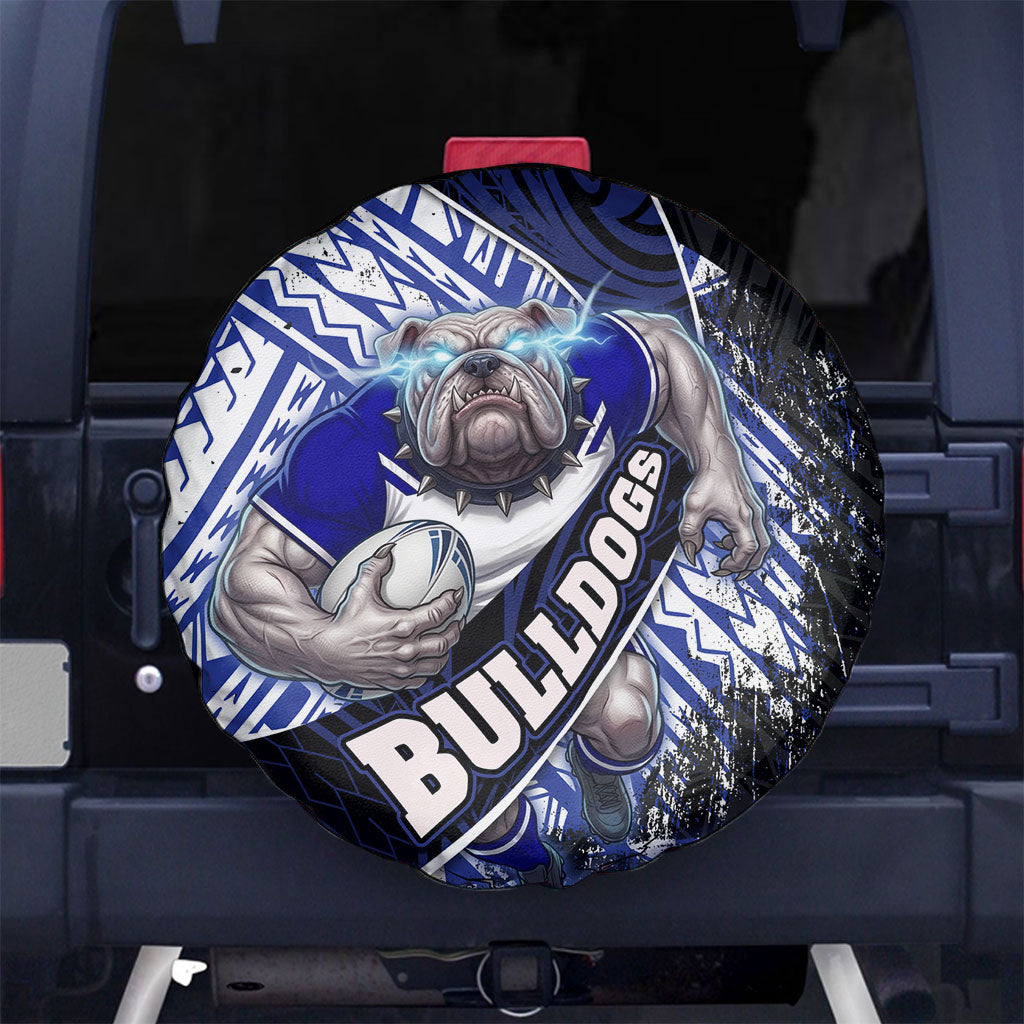 Bulldogs Rugby Spare Tire Cover Tribal Polynesian Power Art - Lightning Mascot