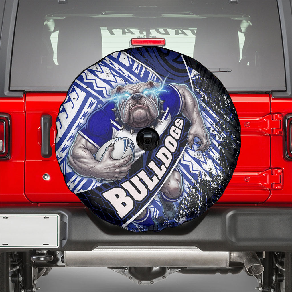 Bulldogs Rugby Spare Tire Cover Tribal Polynesian Power Art - Lightning Mascot
