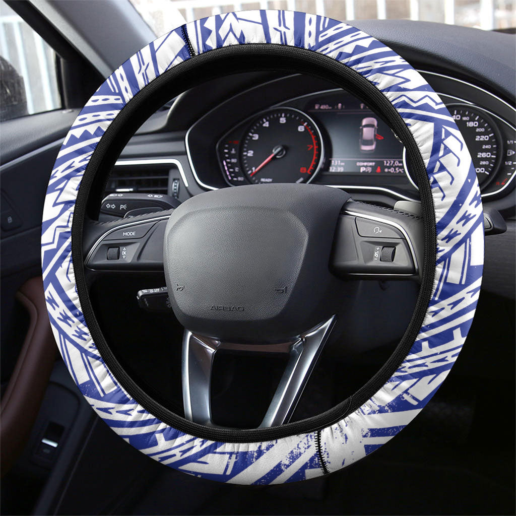 Bulldogs Rugby Steering Wheel Cover Tribal Polynesian Power Art - Lightning Mascot