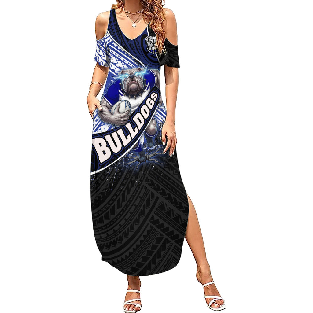 Bulldogs Rugby Summer Maxi Dress Tribal Polynesian Power Art - Lightning Mascot