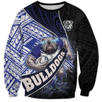Bulldogs Rugby Sweatshirt Tribal Polynesian Power Art - Lightning Mascot