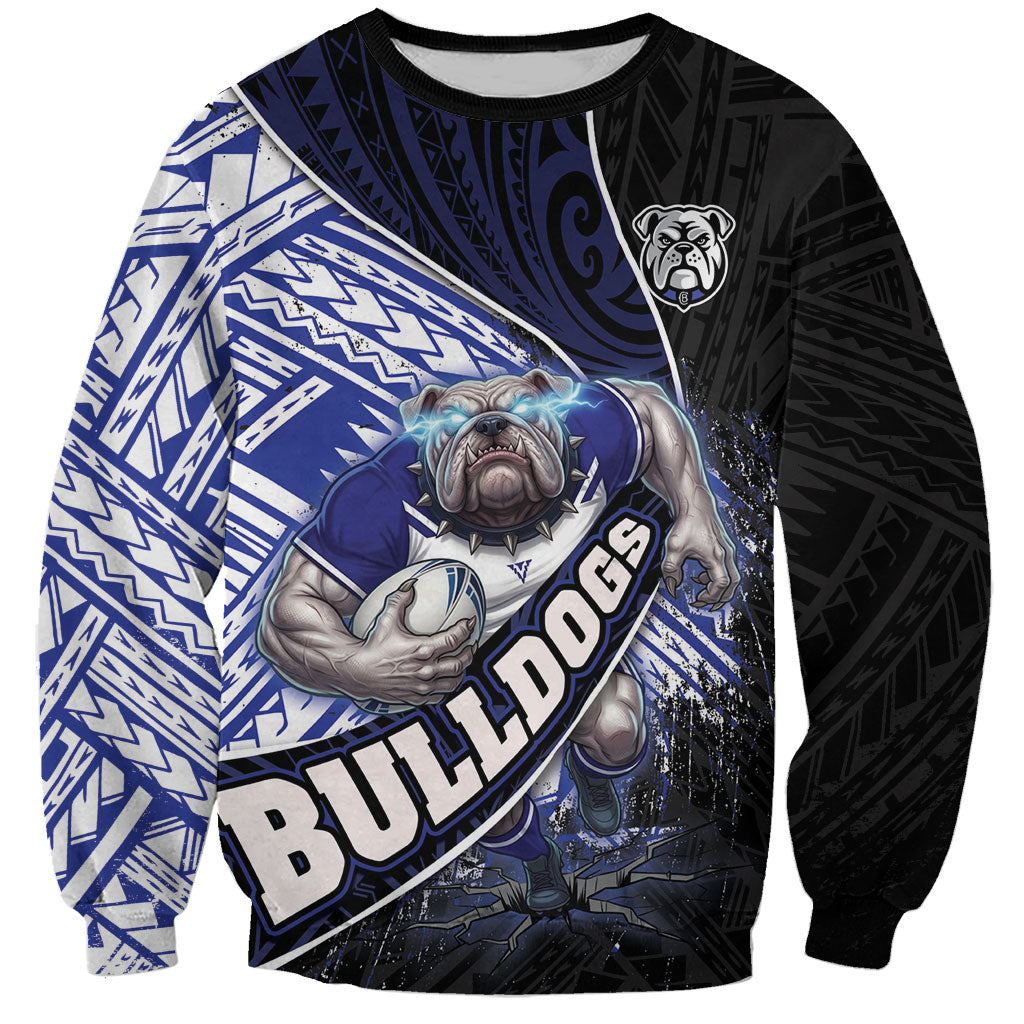 Bulldogs Rugby Sweatshirt Tribal Polynesian Power Art - Lightning Mascot