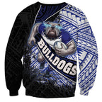 Bulldogs Rugby Sweatshirt Tribal Polynesian Power Art - Lightning Mascot