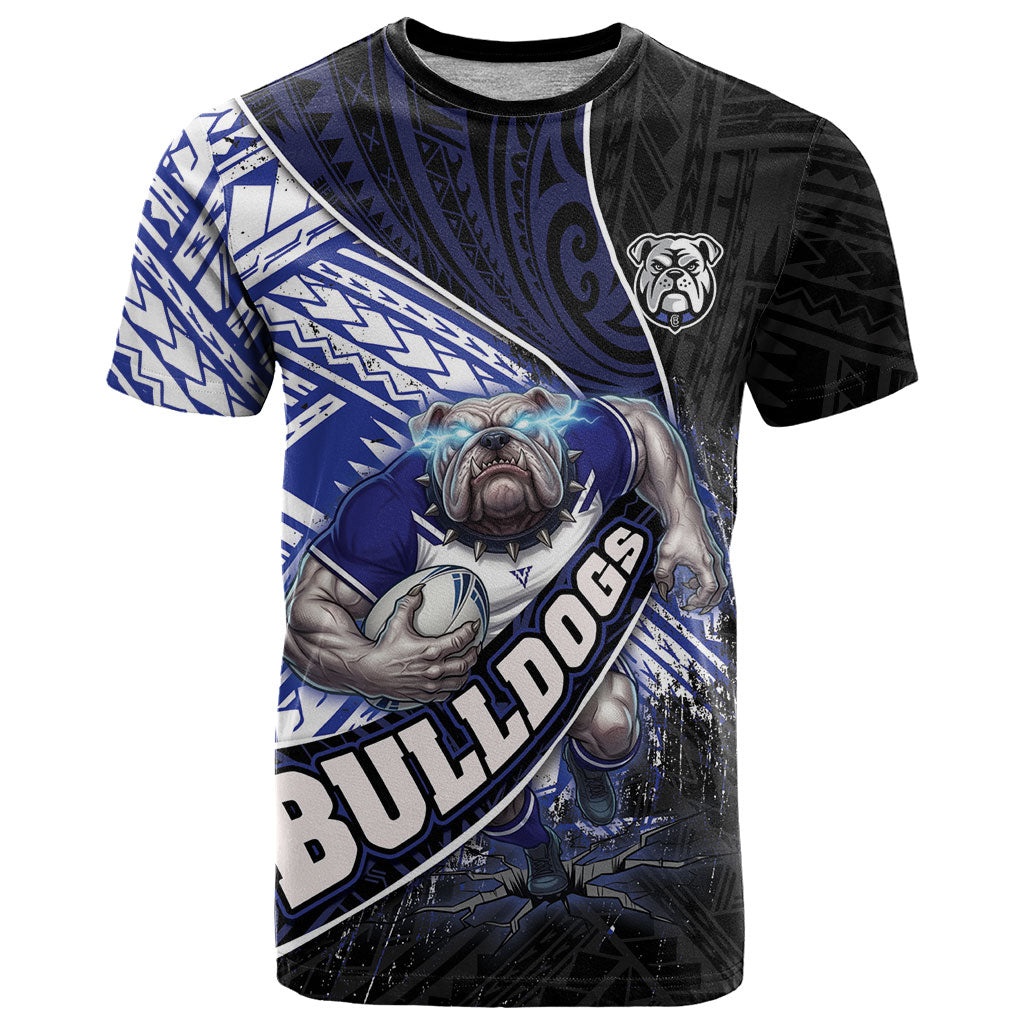 Bulldogs Rugby T Shirt Tribal Polynesian Power Art - Lightning Mascot