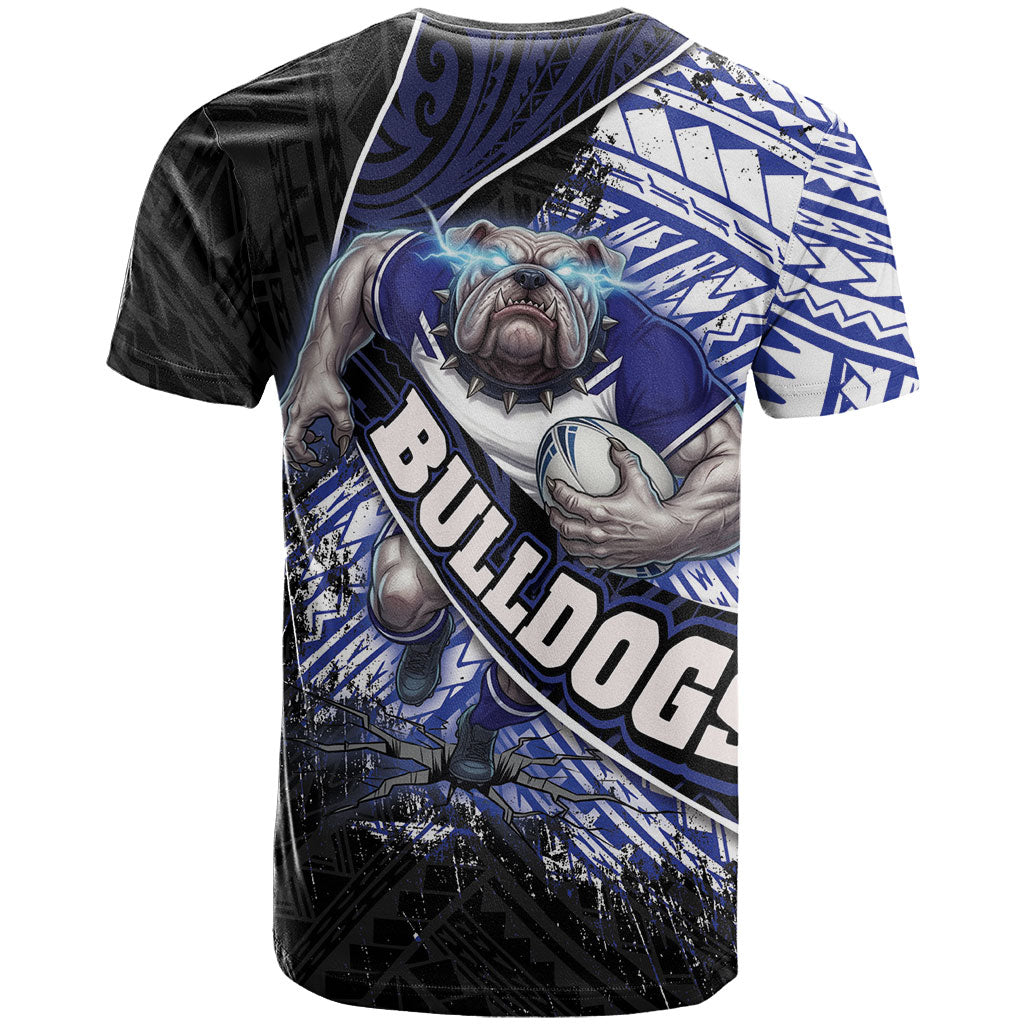 Bulldogs Rugby T Shirt Tribal Polynesian Power Art - Lightning Mascot