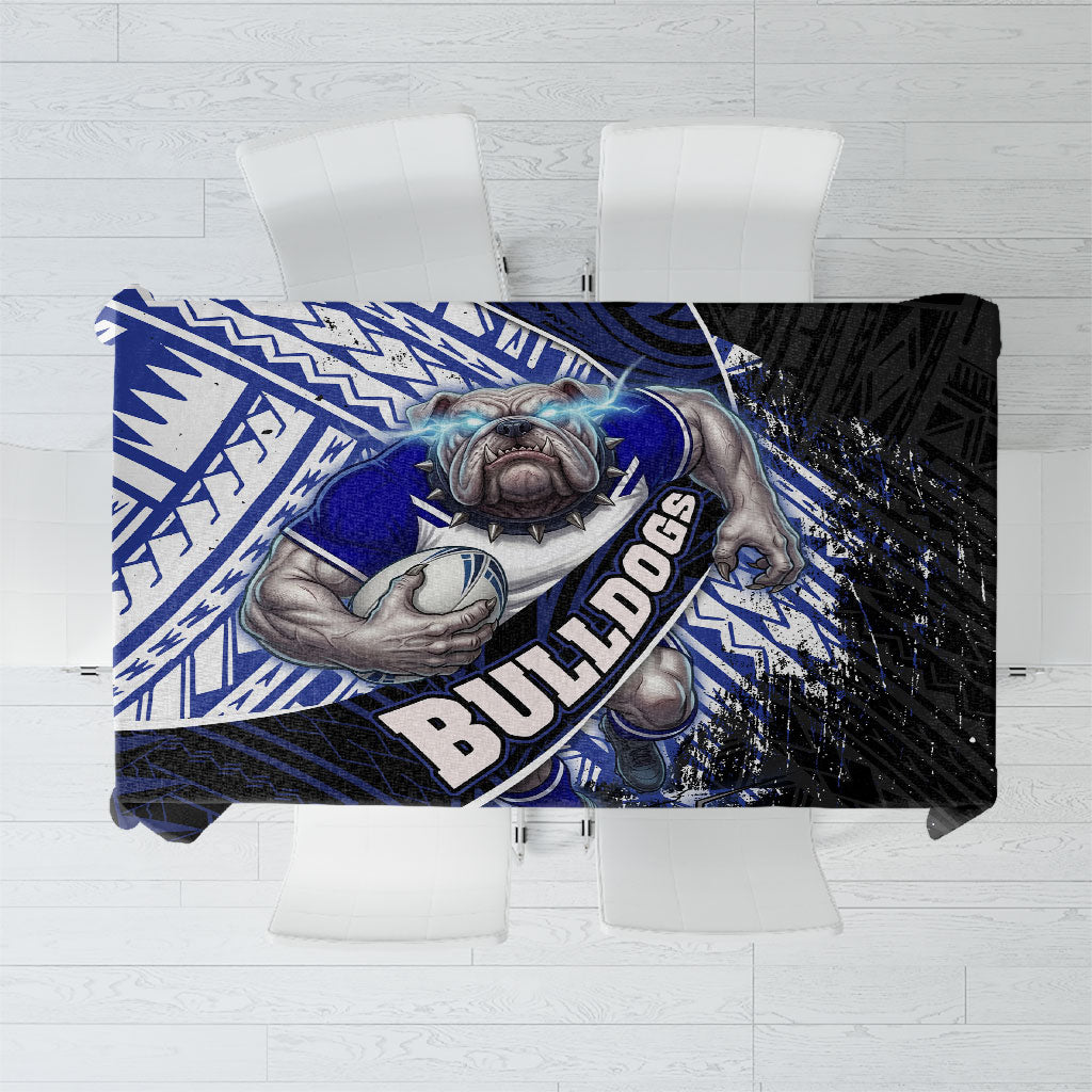Bulldogs Rugby Tablecloth Tribal Polynesian Power Art - Lightning Mascot