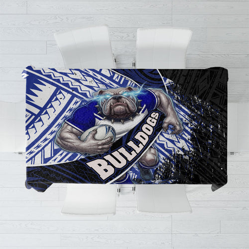 Bulldogs Rugby Tablecloth Tribal Polynesian Power Art - Lightning Mascot