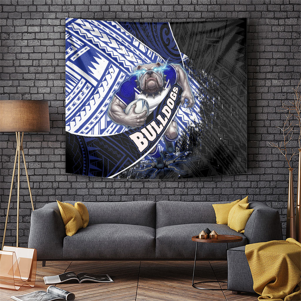 Bulldogs Rugby Tapestry Tribal Polynesian Power Art - Lightning Mascot