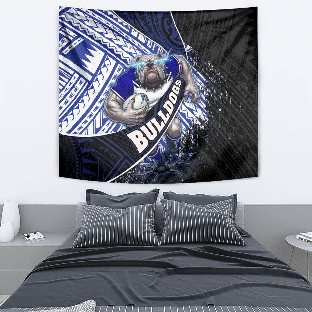 Bulldogs Rugby Tapestry Tribal Polynesian Power Art - Lightning Mascot
