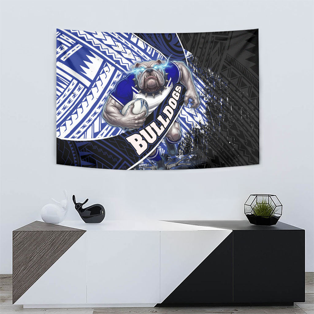 Bulldogs Rugby Tapestry Tribal Polynesian Power Art - Lightning Mascot