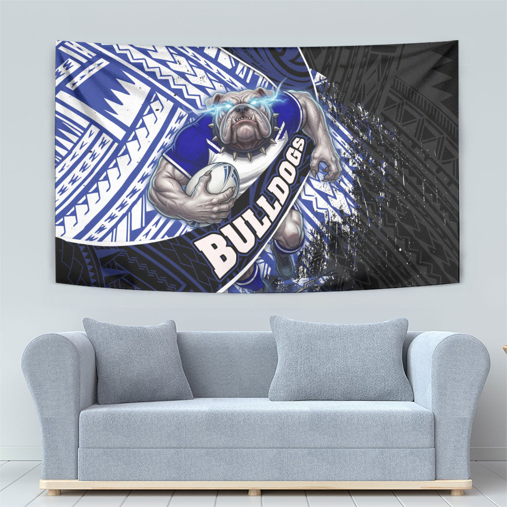 Bulldogs Rugby Tapestry Tribal Polynesian Power Art - Lightning Mascot