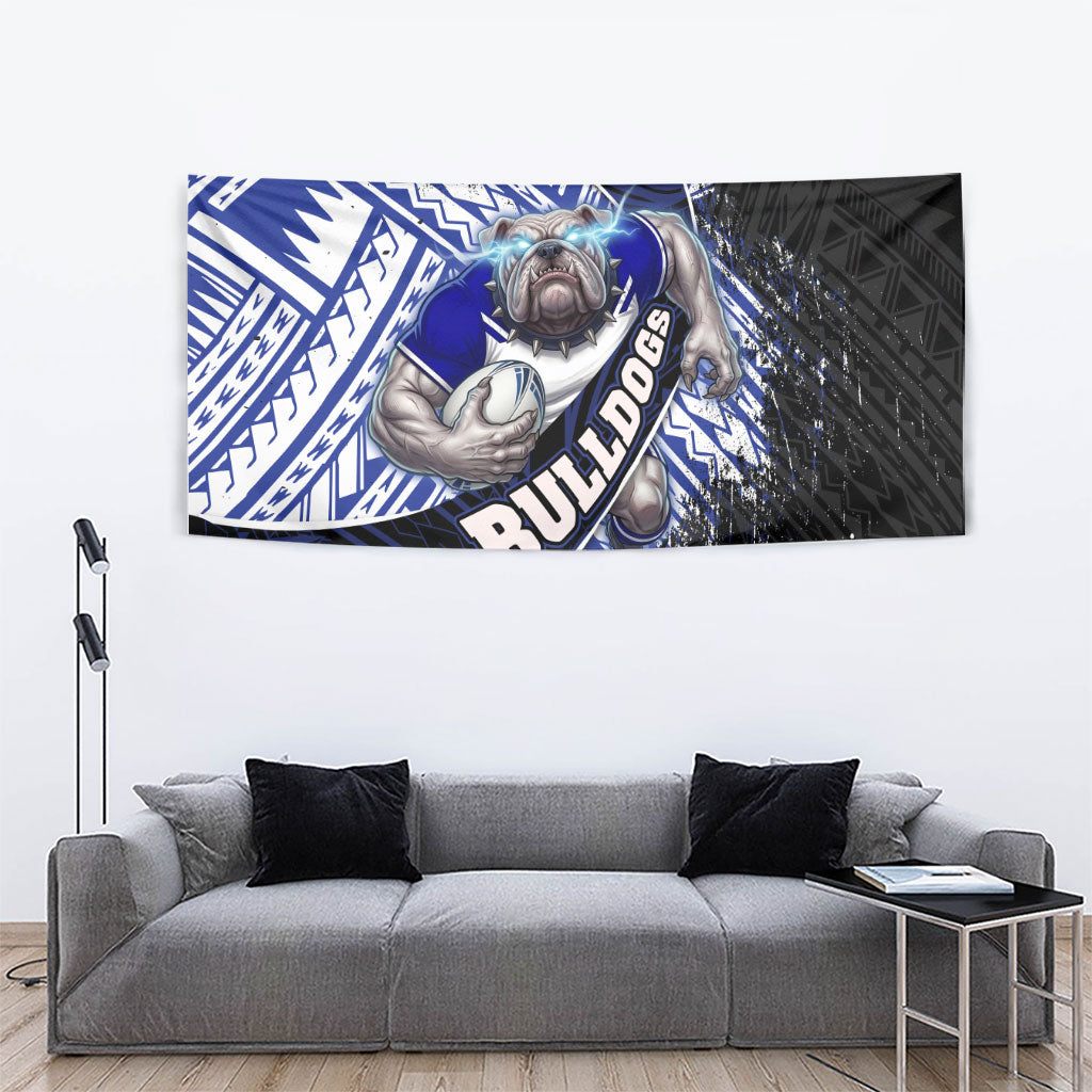 Bulldogs Rugby Tapestry Tribal Polynesian Power Art - Lightning Mascot