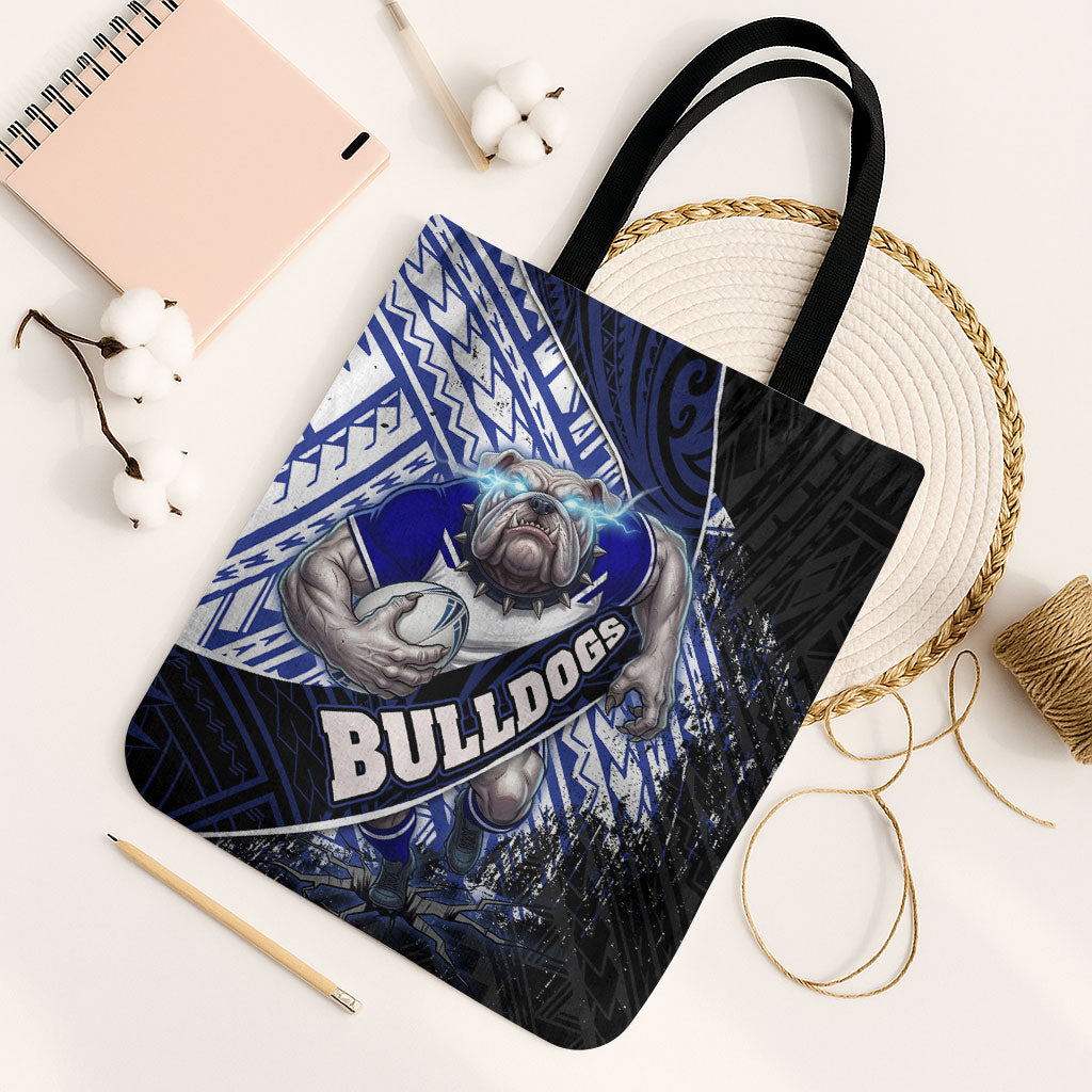 Bulldogs Rugby Tote Bag Tribal Polynesian Power Art - Lightning Mascot