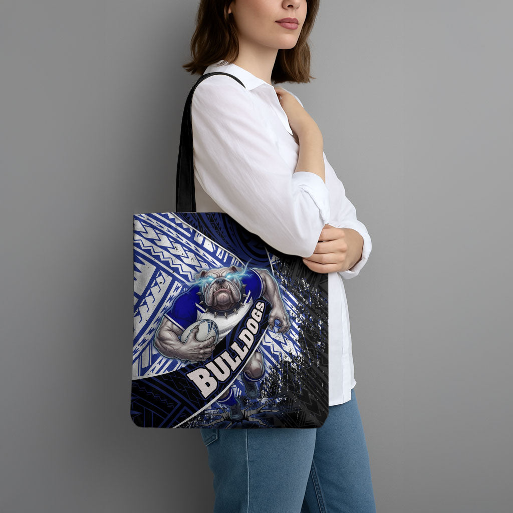 Bulldogs Rugby Tote Bag Tribal Polynesian Power Art - Lightning Mascot