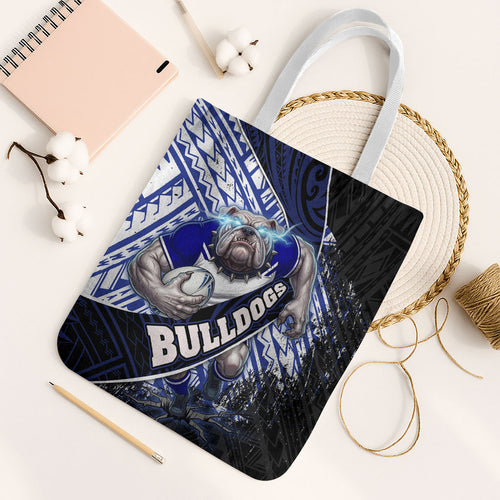 Bulldogs Rugby Tote Bag Tribal Polynesian Power Art - Lightning Mascot