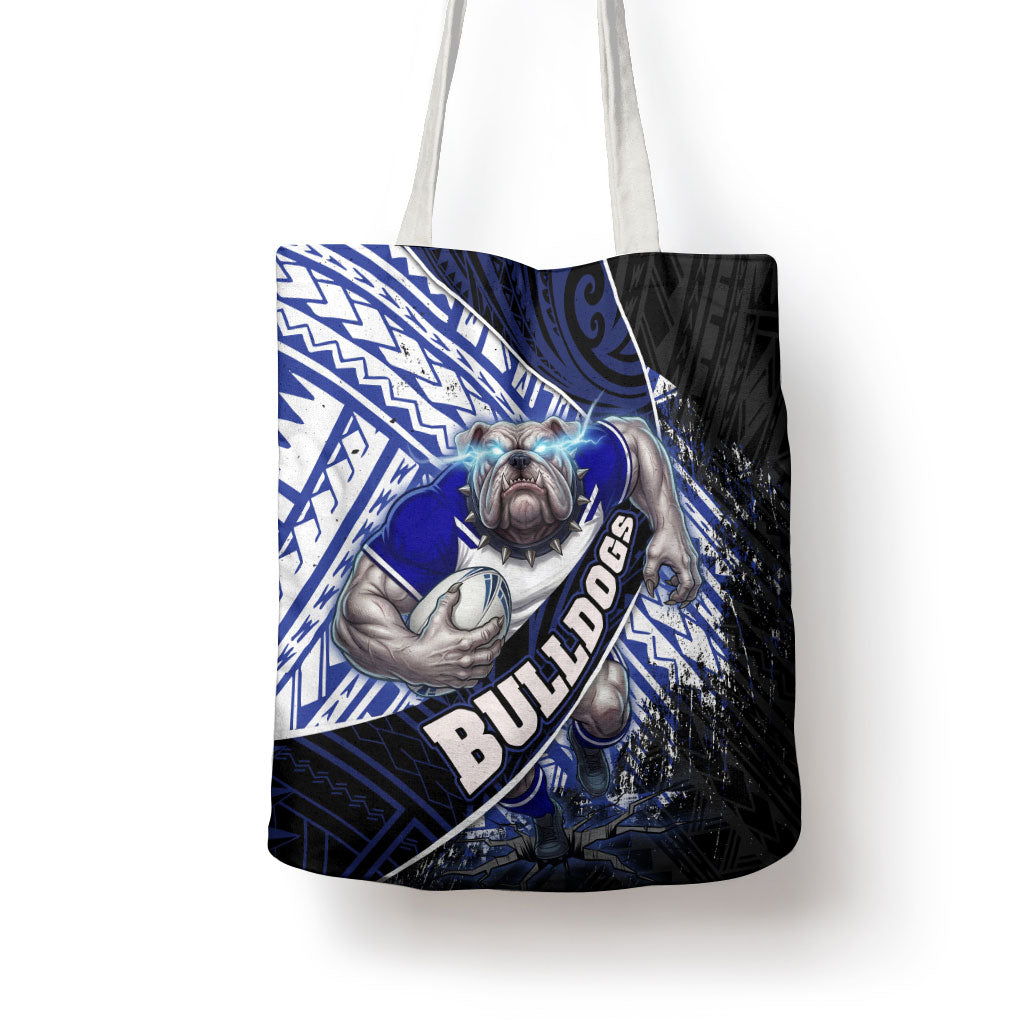 Bulldogs Rugby Tote Bag Tribal Polynesian Power Art - Lightning Mascot