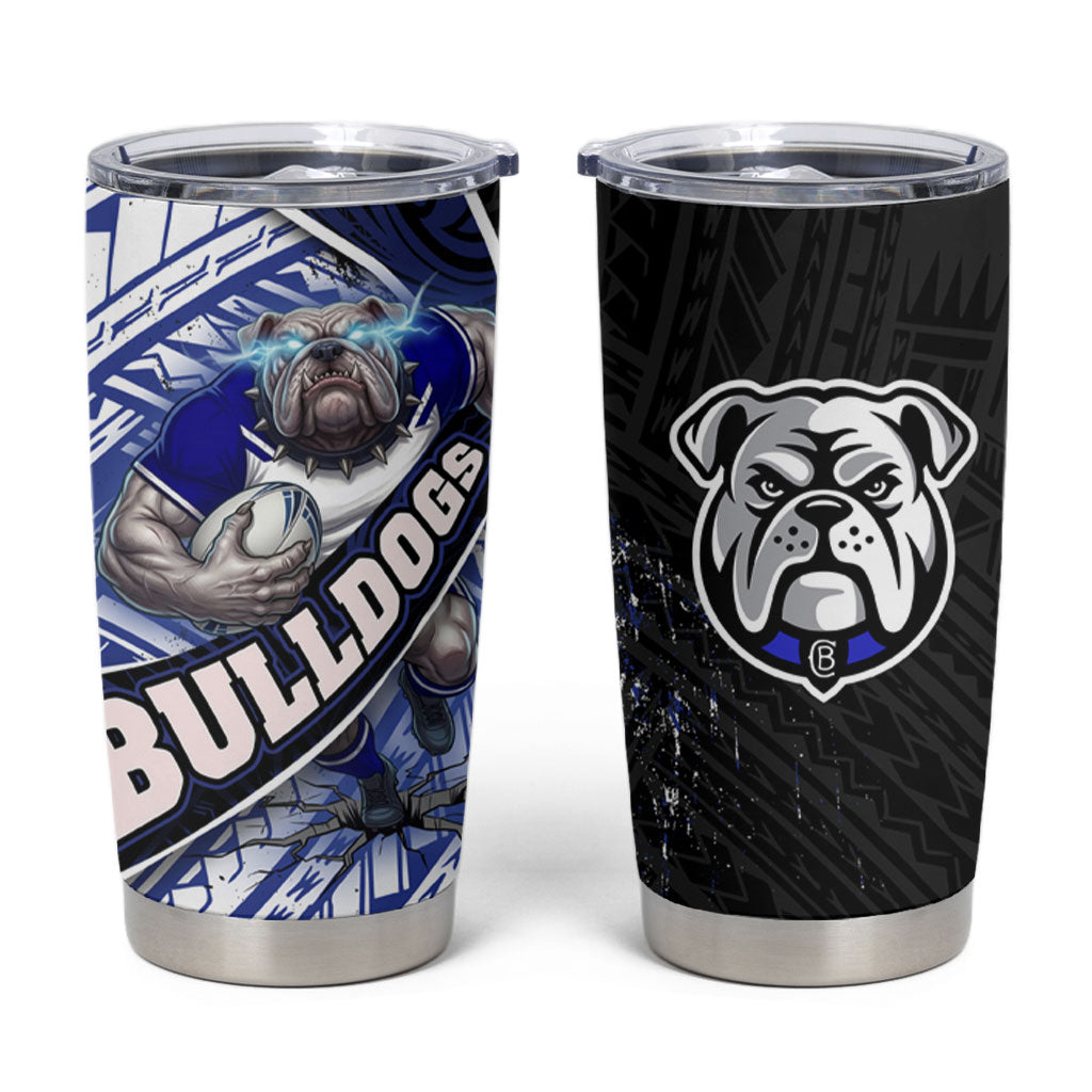 Bulldogs Rugby Tumbler Cup Tribal Polynesian Power Art - Lightning Mascot