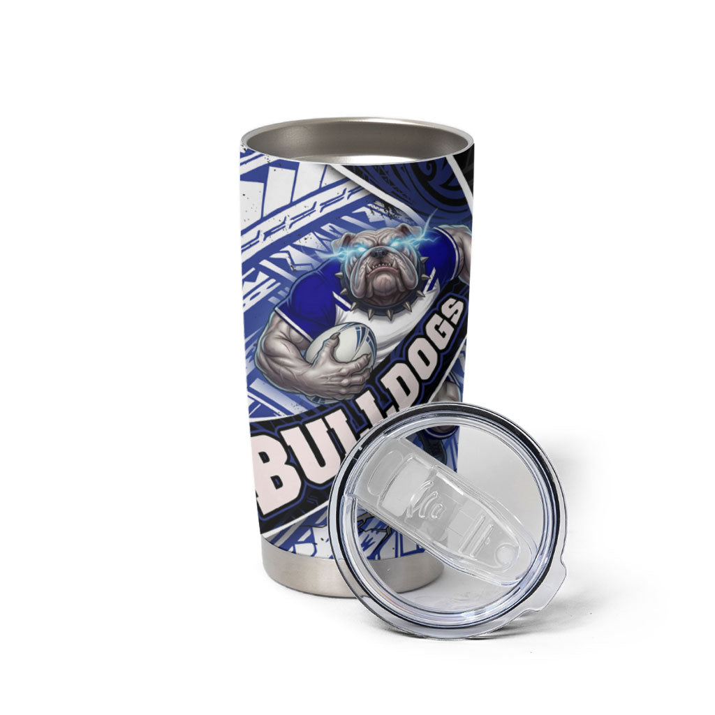 Bulldogs Rugby Tumbler Cup Tribal Polynesian Power Art - Lightning Mascot