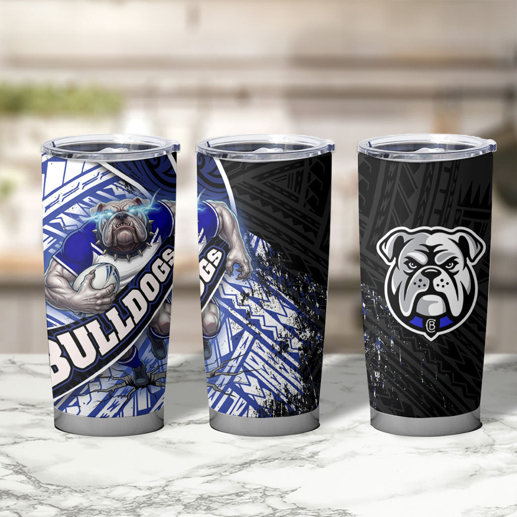 Bulldogs Rugby Tumbler Cup Tribal Polynesian Power Art - Lightning Mascot