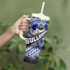Bulldogs Rugby Tumbler With Handle Tribal Polynesian Power Art - Lightning Mascot