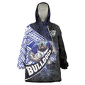 Bulldogs Rugby Wearable Blanket Hoodie Tribal Polynesian Power Art - Lightning Mascot