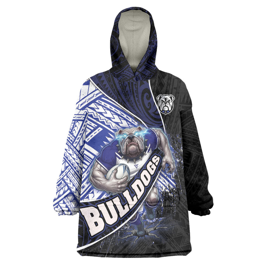 Bulldogs Rugby Wearable Blanket Hoodie Tribal Polynesian Power Art - Lightning Mascot