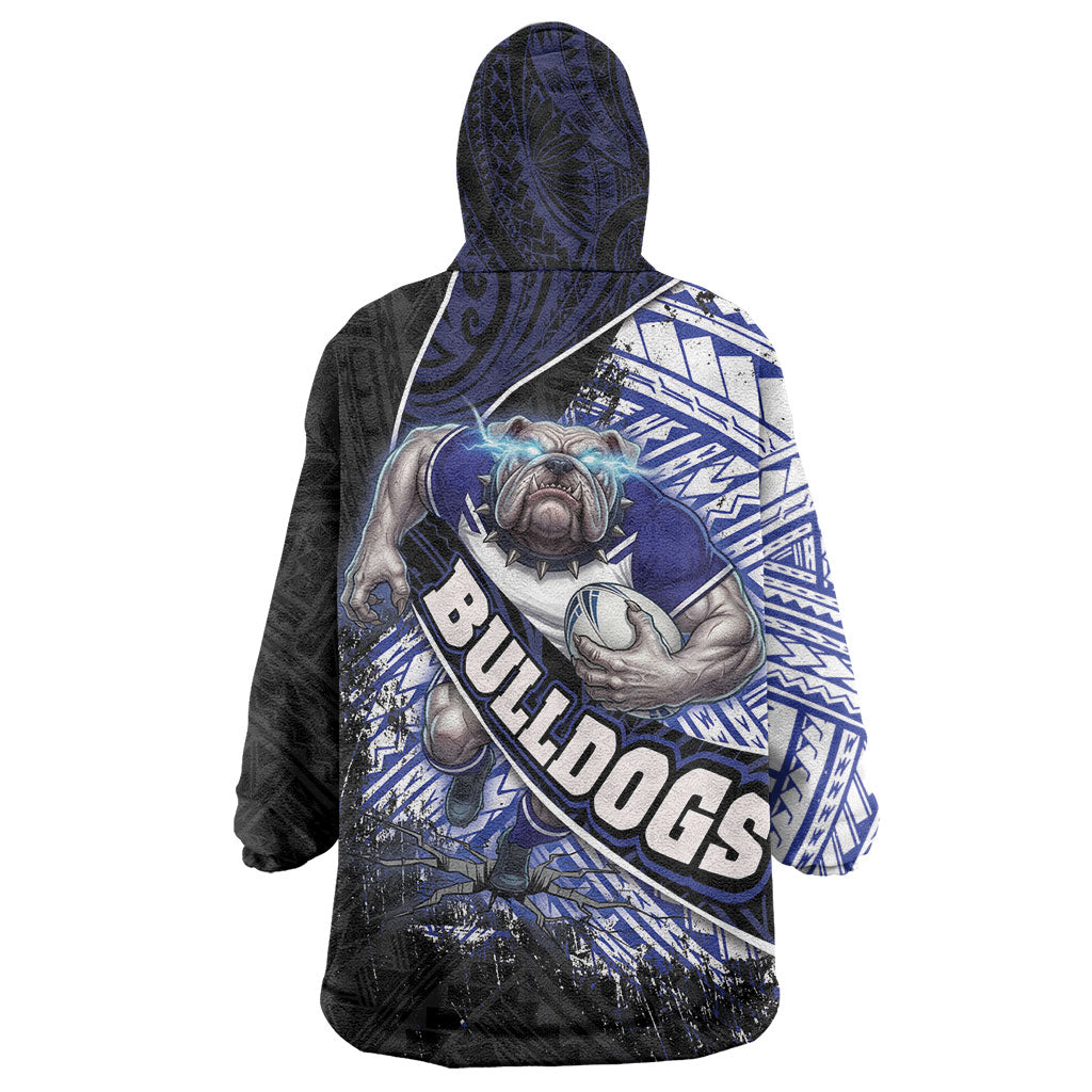 Bulldogs Rugby Wearable Blanket Hoodie Tribal Polynesian Power Art - Lightning Mascot