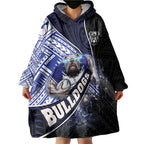 Bulldogs Rugby Wearable Blanket Hoodie Tribal Polynesian Power Art - Lightning Mascot