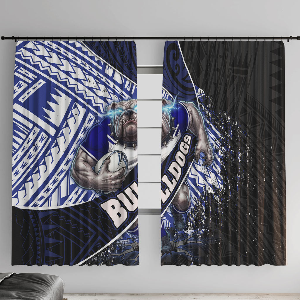 Bulldogs Rugby Window Curtain Tribal Polynesian Power Art - Lightning Mascot