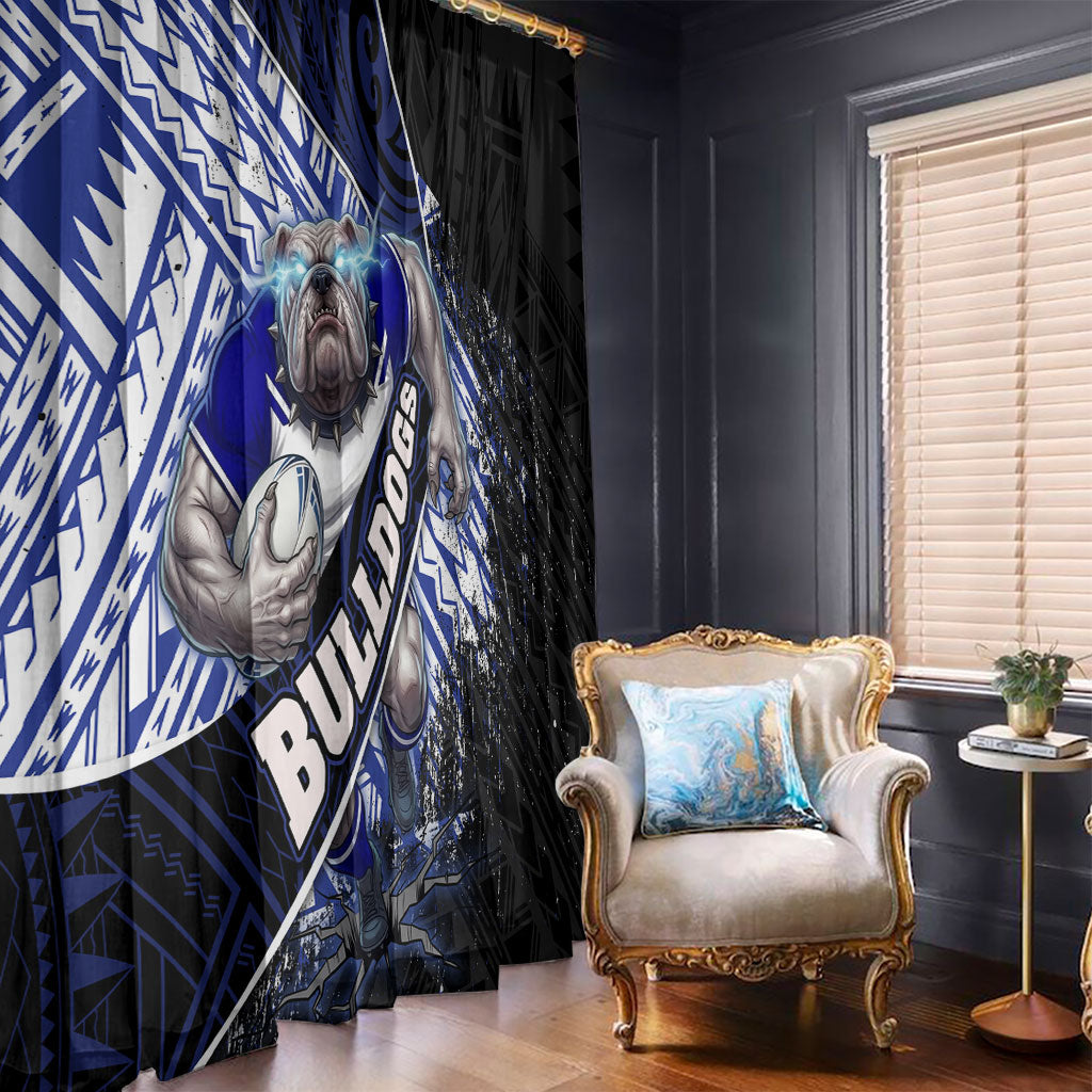 Bulldogs Rugby Window Curtain Tribal Polynesian Power Art - Lightning Mascot