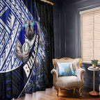 Bulldogs Rugby Window Curtain Tribal Polynesian Power Art - Lightning Mascot
