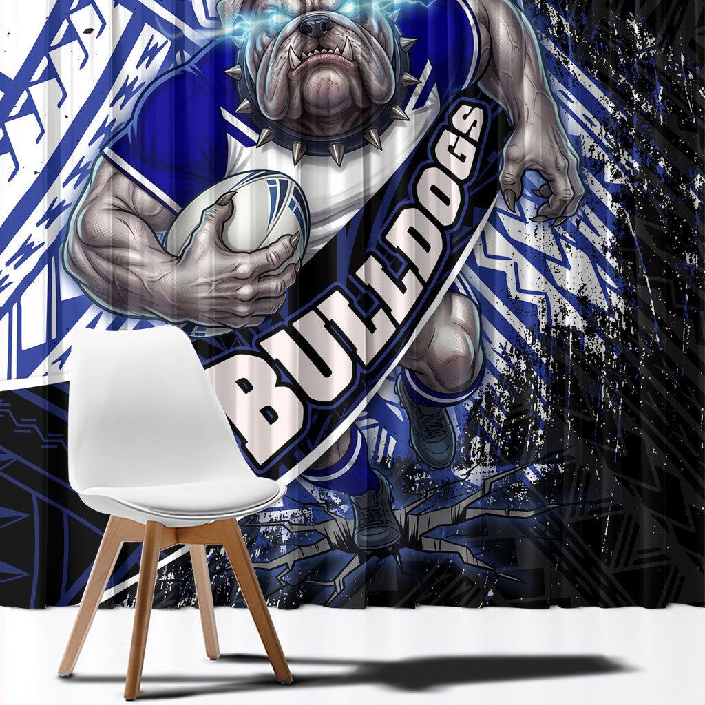 Bulldogs Rugby Window Curtain Tribal Polynesian Power Art - Lightning Mascot