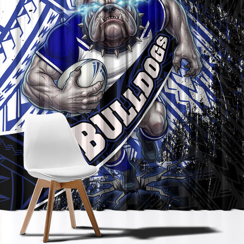 Bulldogs Rugby Window Curtain Tribal Polynesian Power Art - Lightning Mascot