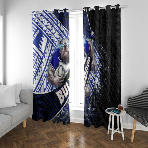 Bulldogs Rugby Window Curtain Tribal Polynesian Power Art - Lightning Mascot