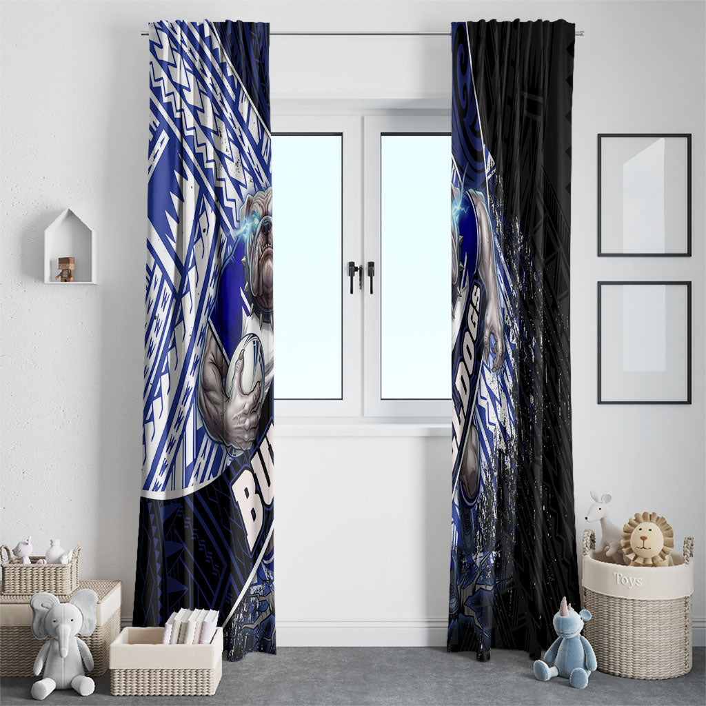 Bulldogs Rugby Window Curtain Tribal Polynesian Power Art - Lightning Mascot