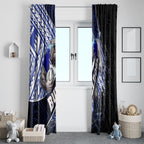 Bulldogs Rugby Window Curtain Tribal Polynesian Power Art - Lightning Mascot