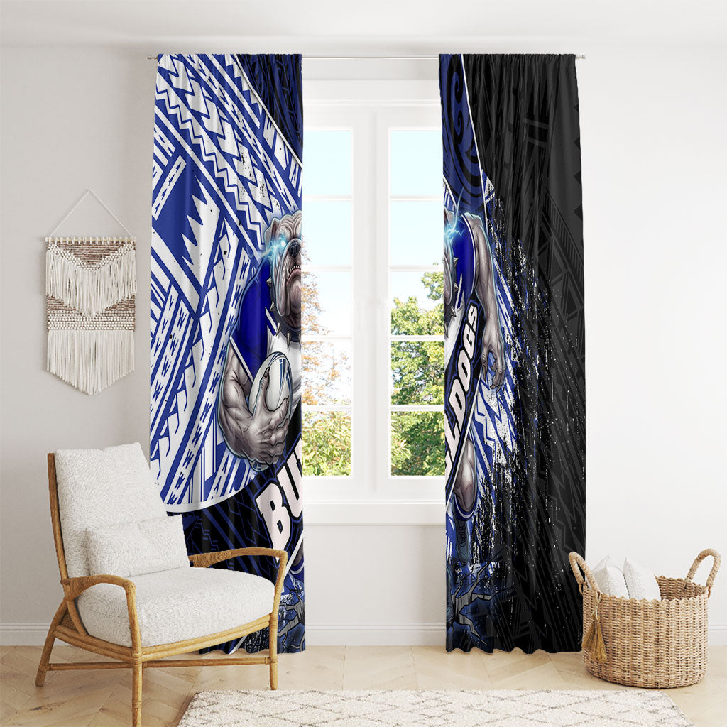 Bulldogs Rugby Window Curtain Tribal Polynesian Power Art - Lightning Mascot