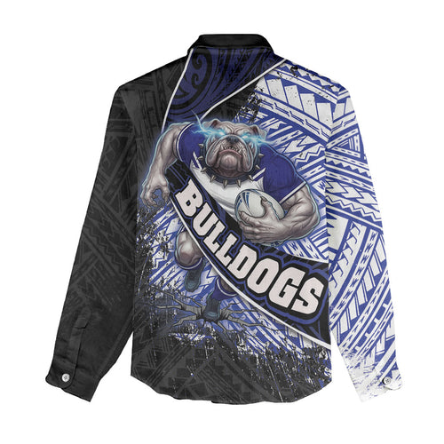 Bulldogs Rugby Women Casual Shirt Tribal Polynesian Power Art - Lightning Mascot